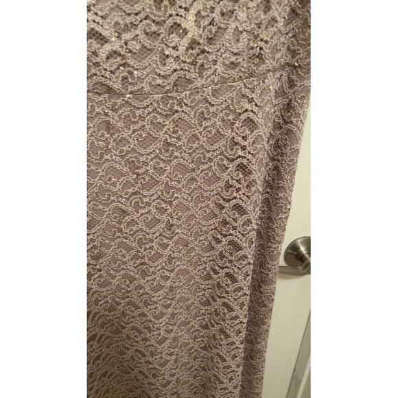 R&M Richards Petite 14P‎ Lace Sequin Dress - Taupe Sleeveless Made In USA - Picture 11 of 16